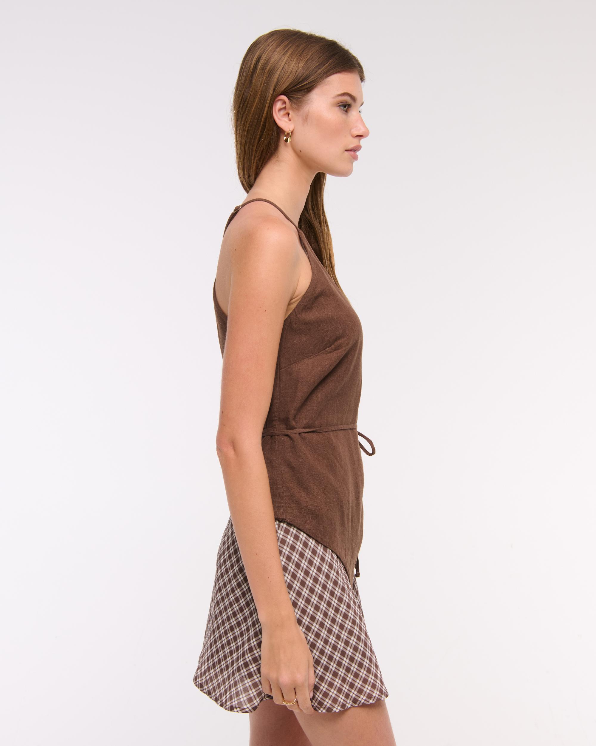 One-Shoulder Asymmetrical Linen-Blend Top Product Image
