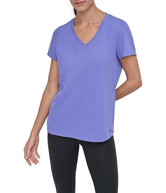 DKNY Sport by Donna Karen Solid V-Neck Short Sleeve Tee Product Image