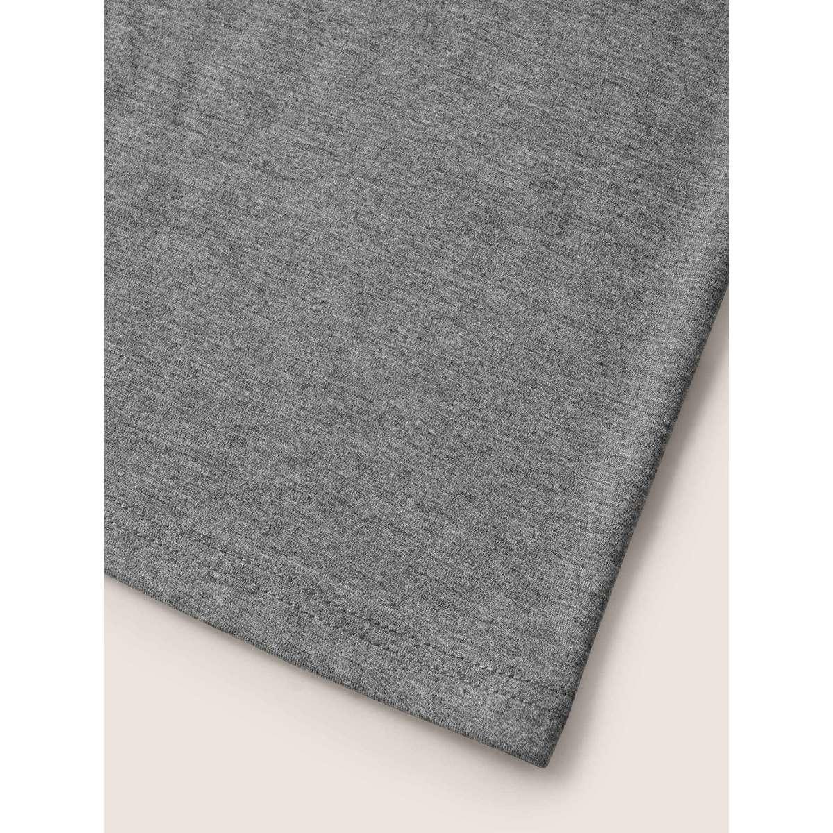 Plus Size Supersoft Essentials Solid Square Neck Knit T-shirt DimGray Women Basics Non Square Neck Bodycon Everyday T-shirts BloomChic 30/6X Product Image