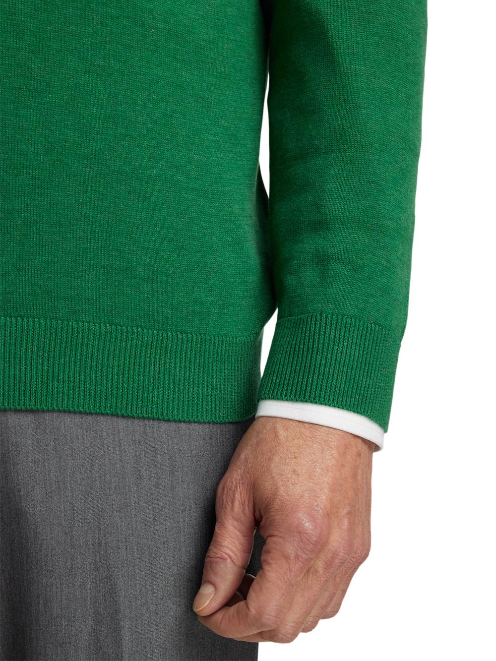 Supima Cotton V-neck Sweater - Green Product Image
