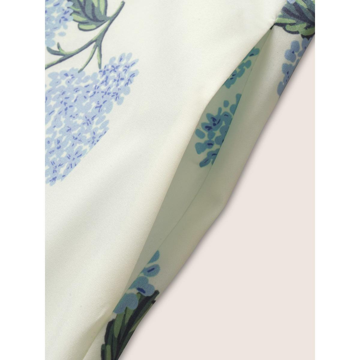 Plus Size Everywhere Dress - Floral Breathable Gauze Shoulder Dress LightBlue Women Elegant One-shoulder neck Sleeveless Curvy BloomChic 12/L Product Image