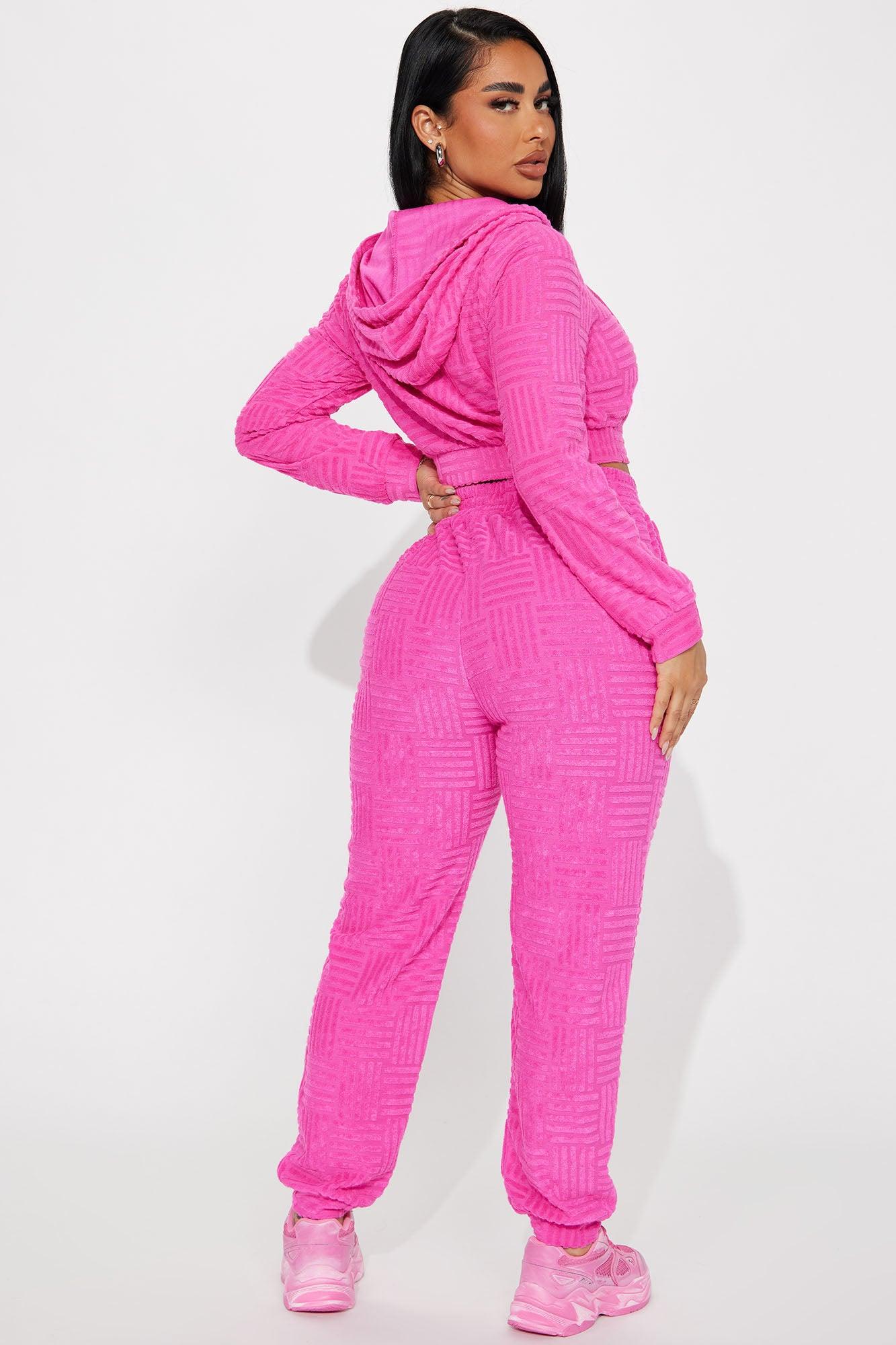 Stay Focused French Terry Jogger Set - Fuchsia Product Image