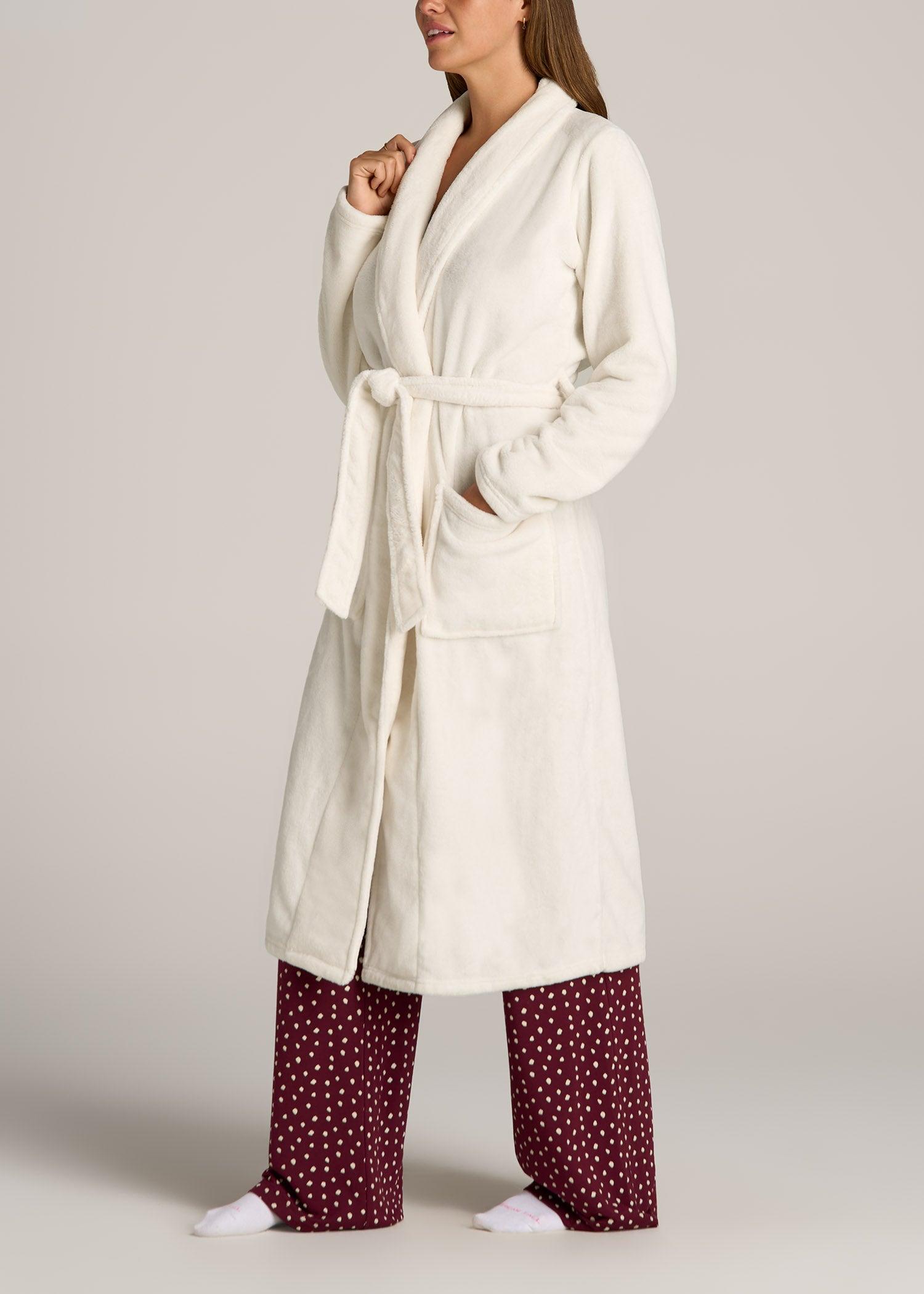 Lounge Robe for Tall Women in White Alyssum Female Product Image