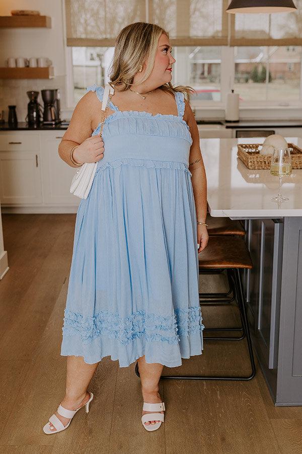 Bayside Bliss Ruffle Midi in Sky Blue Curves Product Image