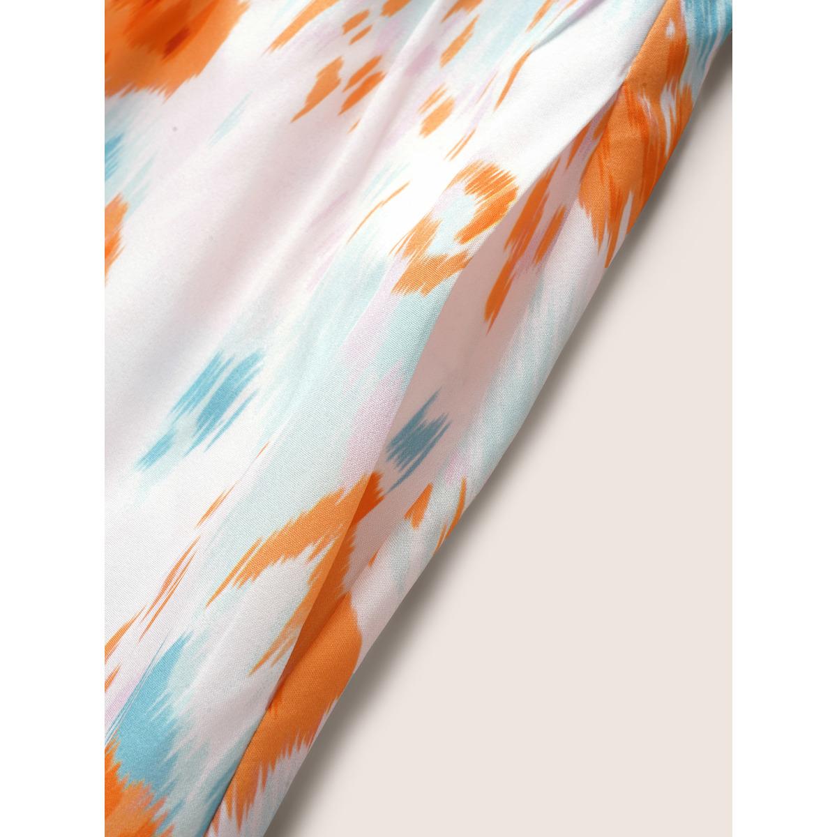 Plus Size Notched Collar Colorblock Contrast Midi Dress Ivory Women Elegant Belted Notched collar Short sleeve Curvy BloomChic 12/L Product Image