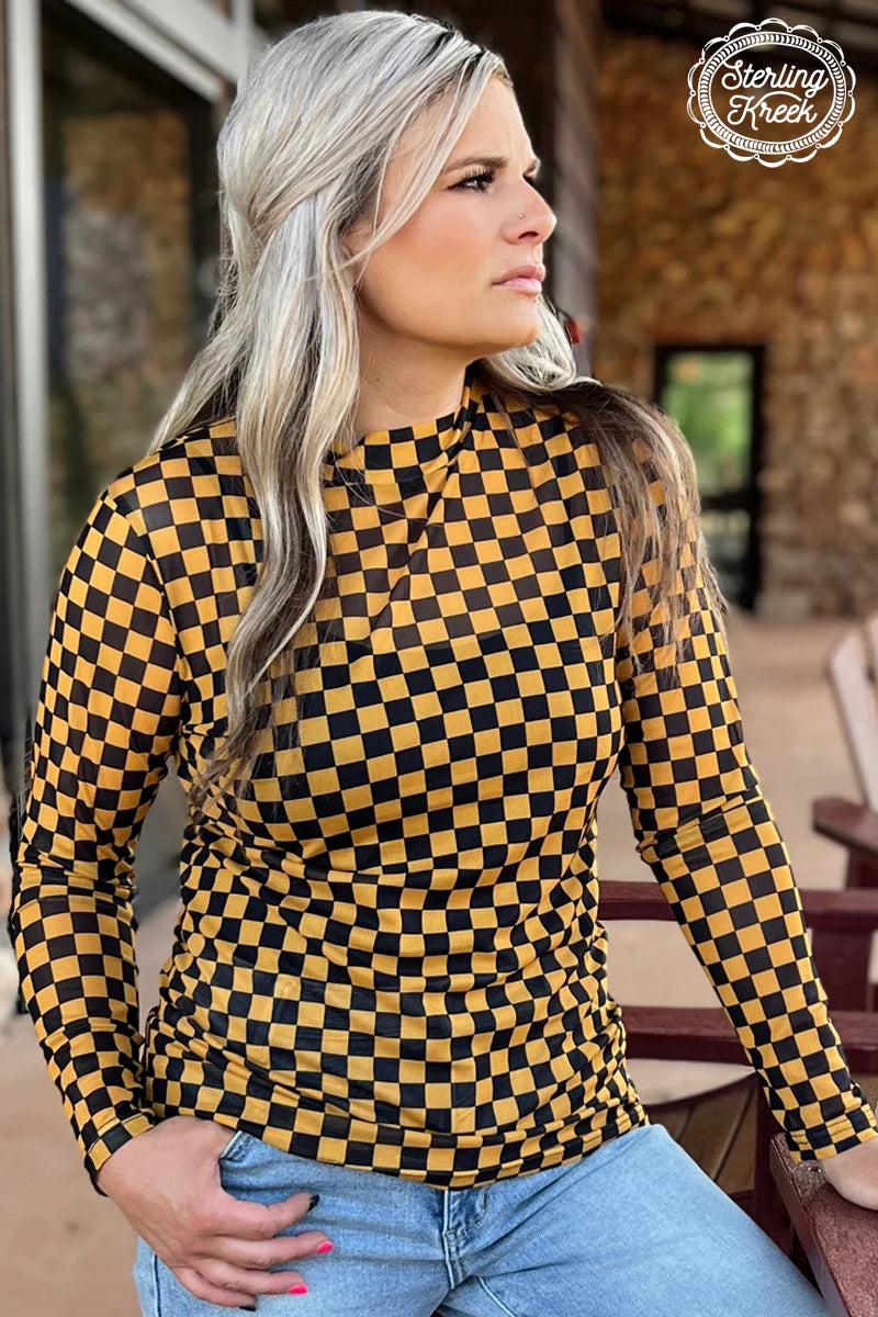 Sterling Kreek Pep Rally Black & Gold Mesh Top Product Image