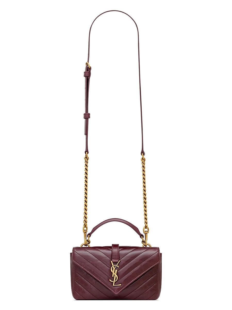 Womens Mini College Chain Bag in Shiny Crackled Leather Product Image