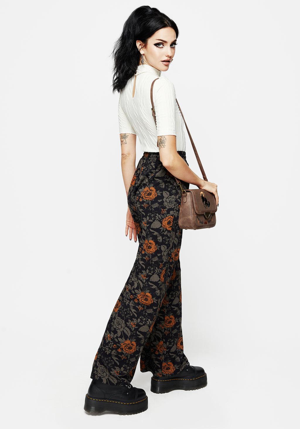 Mortify Floral Print Wide Leg Trousers Product Image