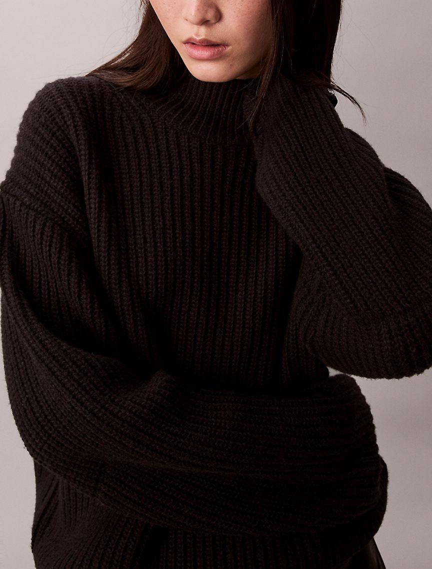 Rib Chunky Relaxed Turtleneck Sweater Product Image