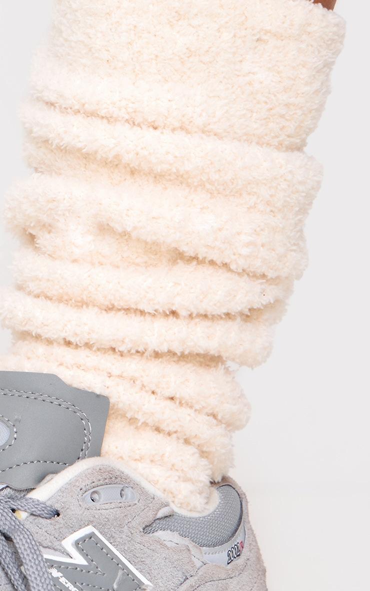 Cream Cosy Knit Rib Leg Warmers Product Image