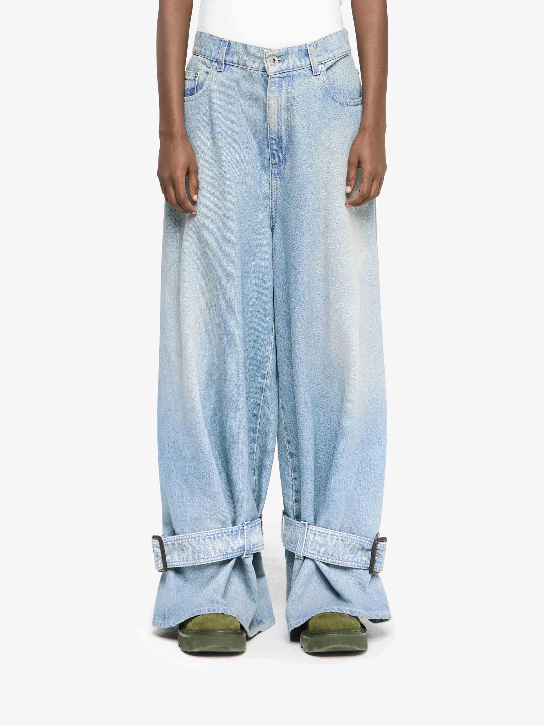 BUCKLED CUFF DENIM JEANS Product Image