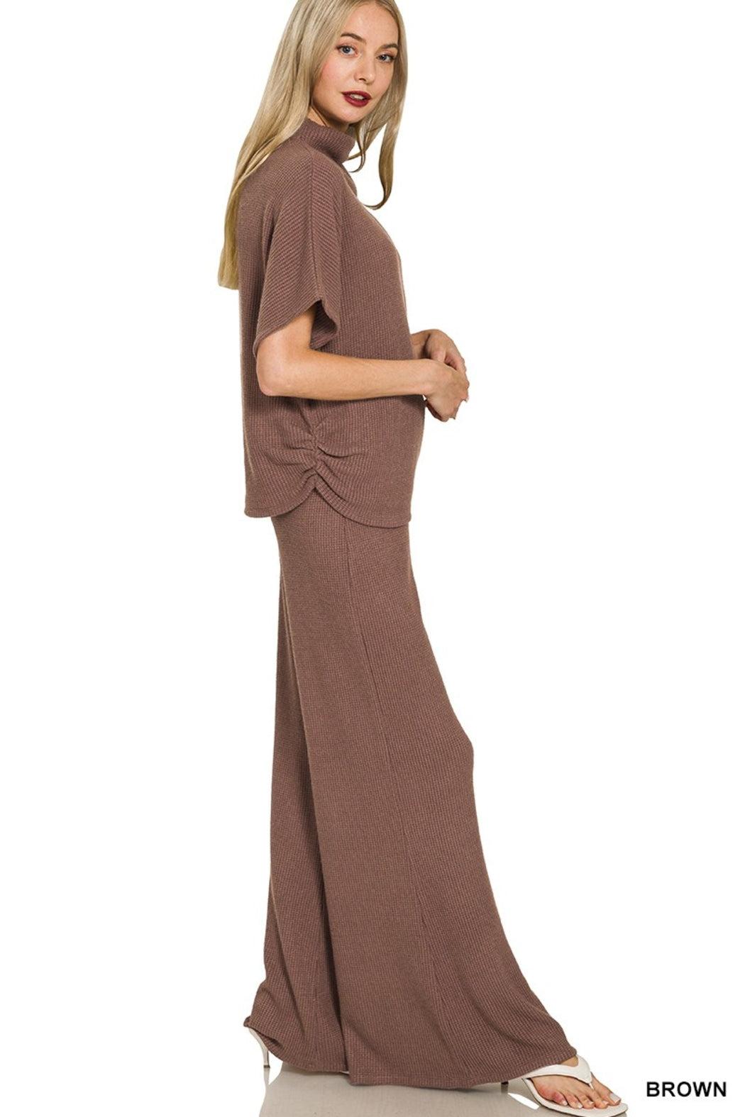 Knit Mock Neck Pants Set Product Image