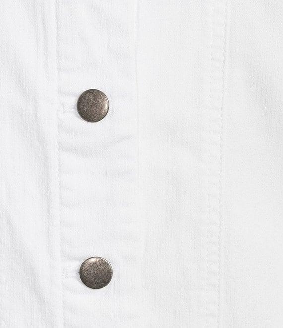 Eileen Fisher Organic Cotton Blend Denim Round Neck Long Sleeve Patch Pocket Jacket Product Image