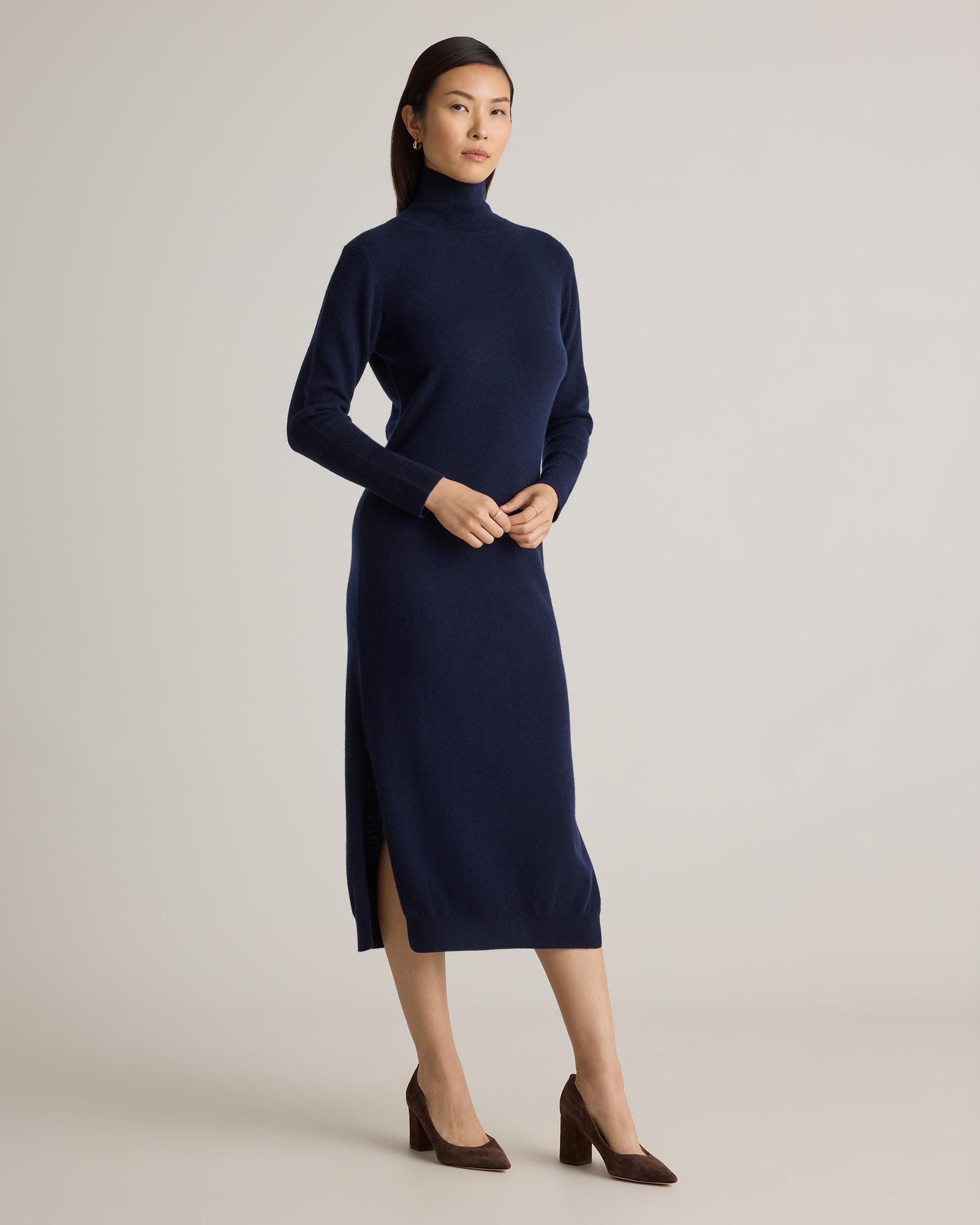 Quince | Women's Mongolian Cashmere Turtleneck Midi Sweater Dress Product Image