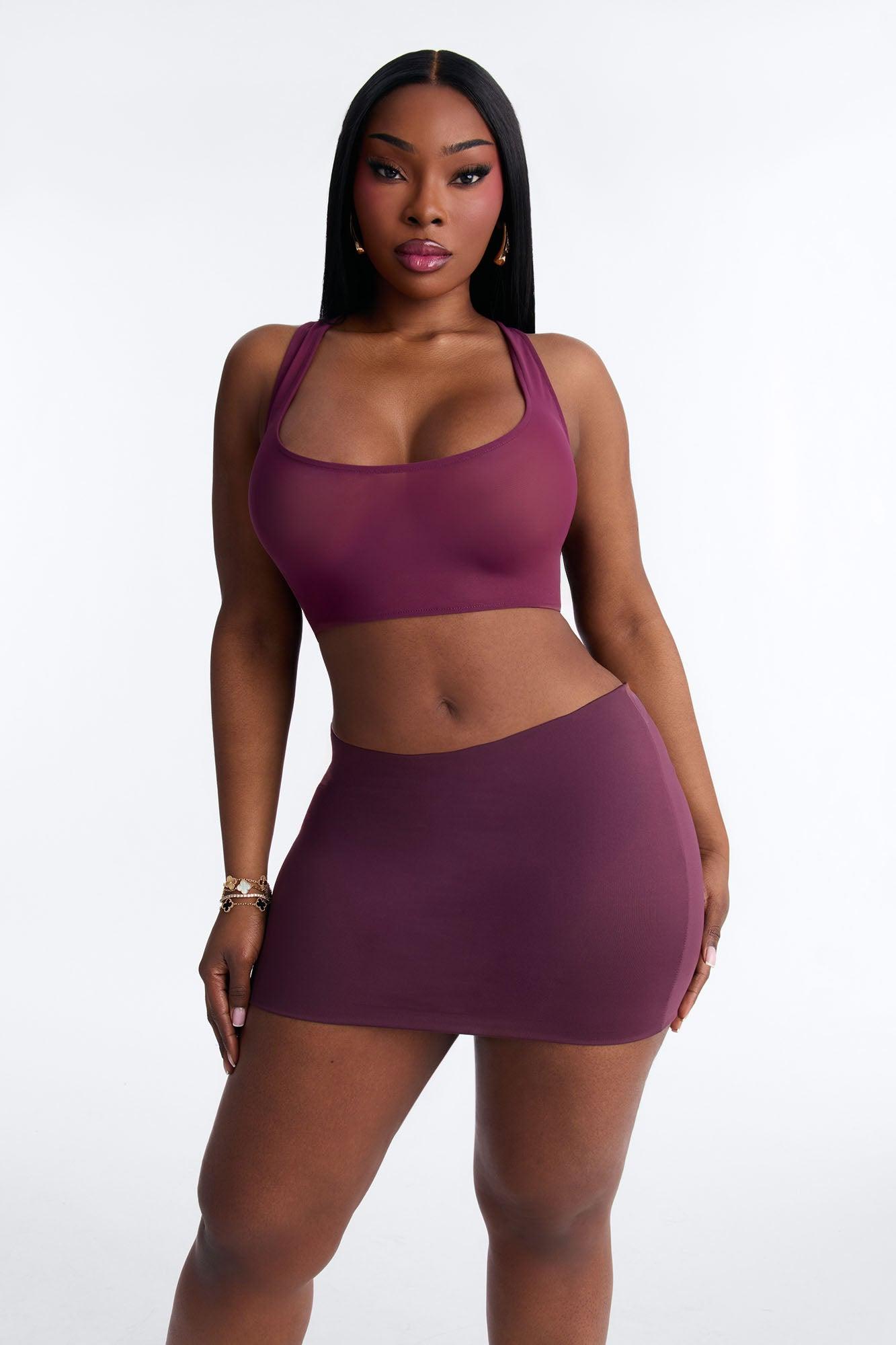 Power Mesh Racerback Bra Top - Plum Female Product Image
