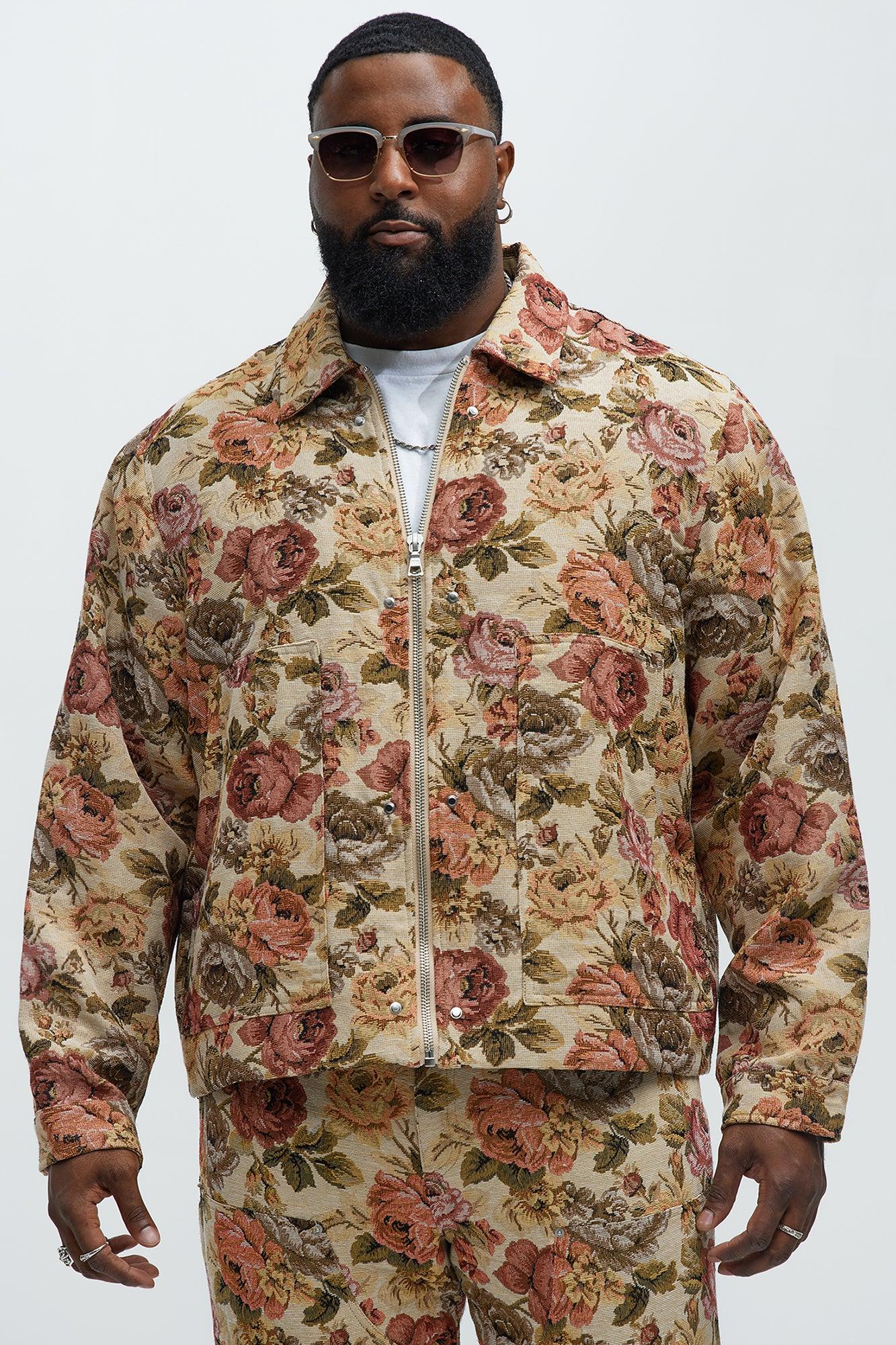 Bellevue Floral Tapestry Work Jacket - Taupe/combo Product Image