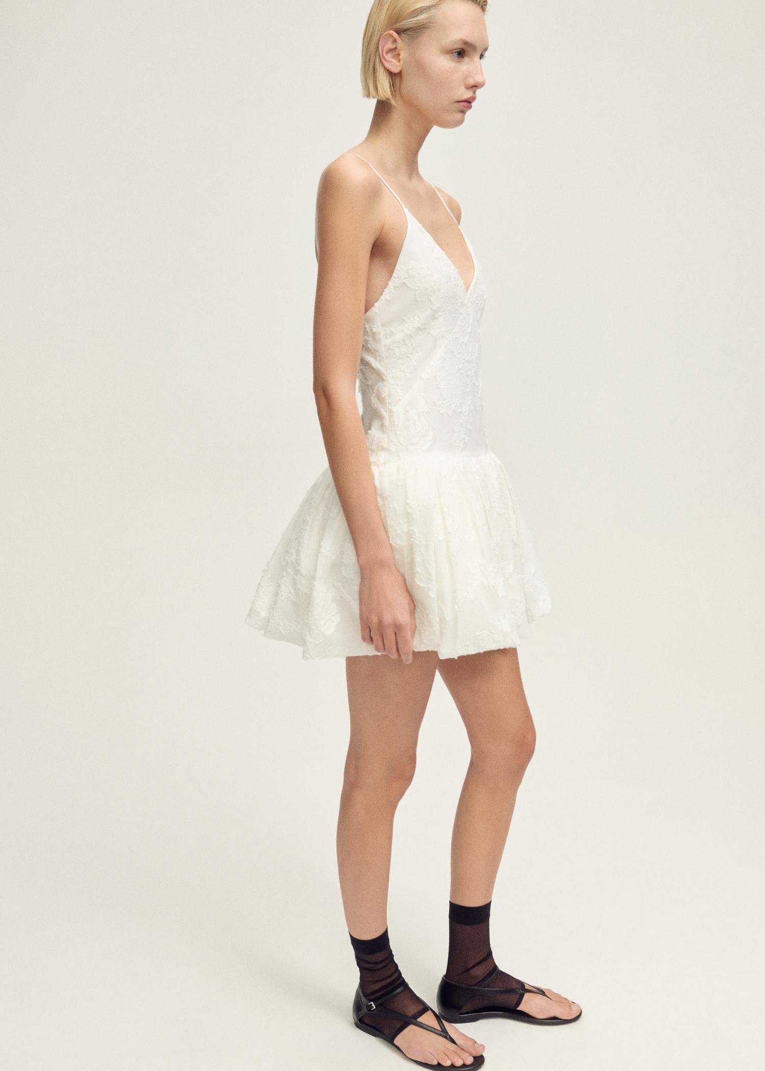 Textured balloon dress - Women | MANGO USA Product Image