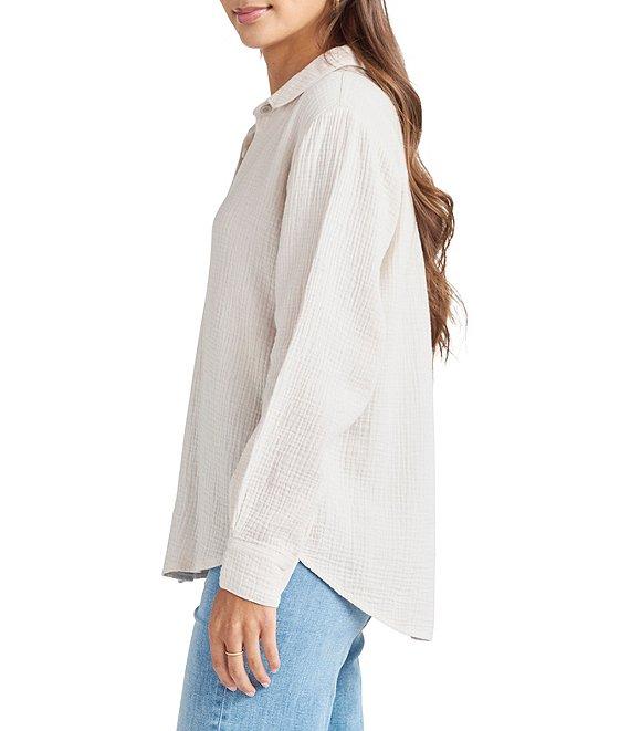 Splendid Adele Point Collar Long Sleeve Button Front Gauze Shirt Product Image