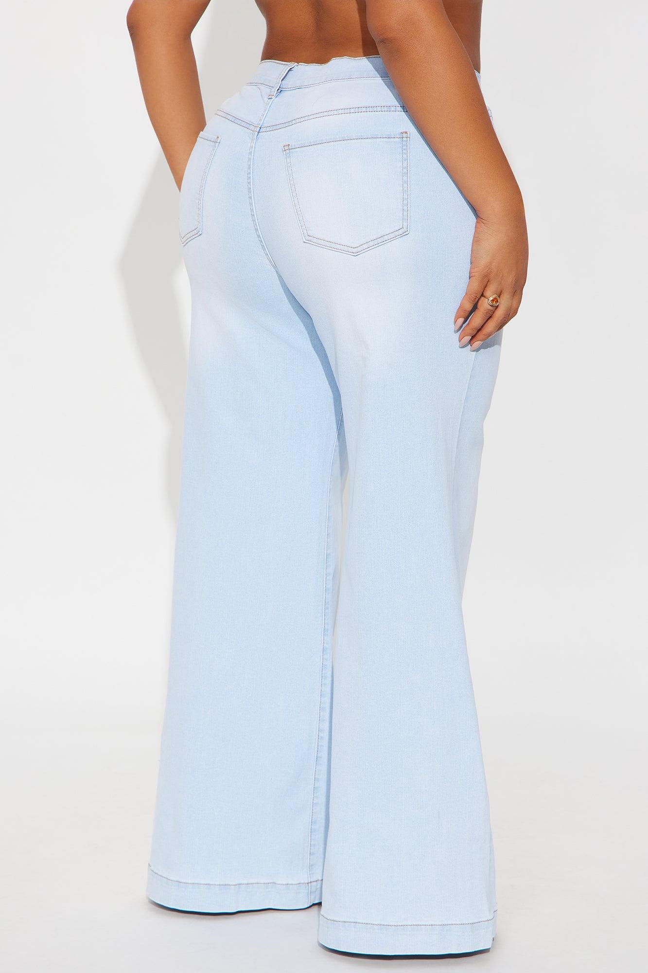 Ultra Love Soft Wide Leg Denim Jeans - Light Wash Female Product Image