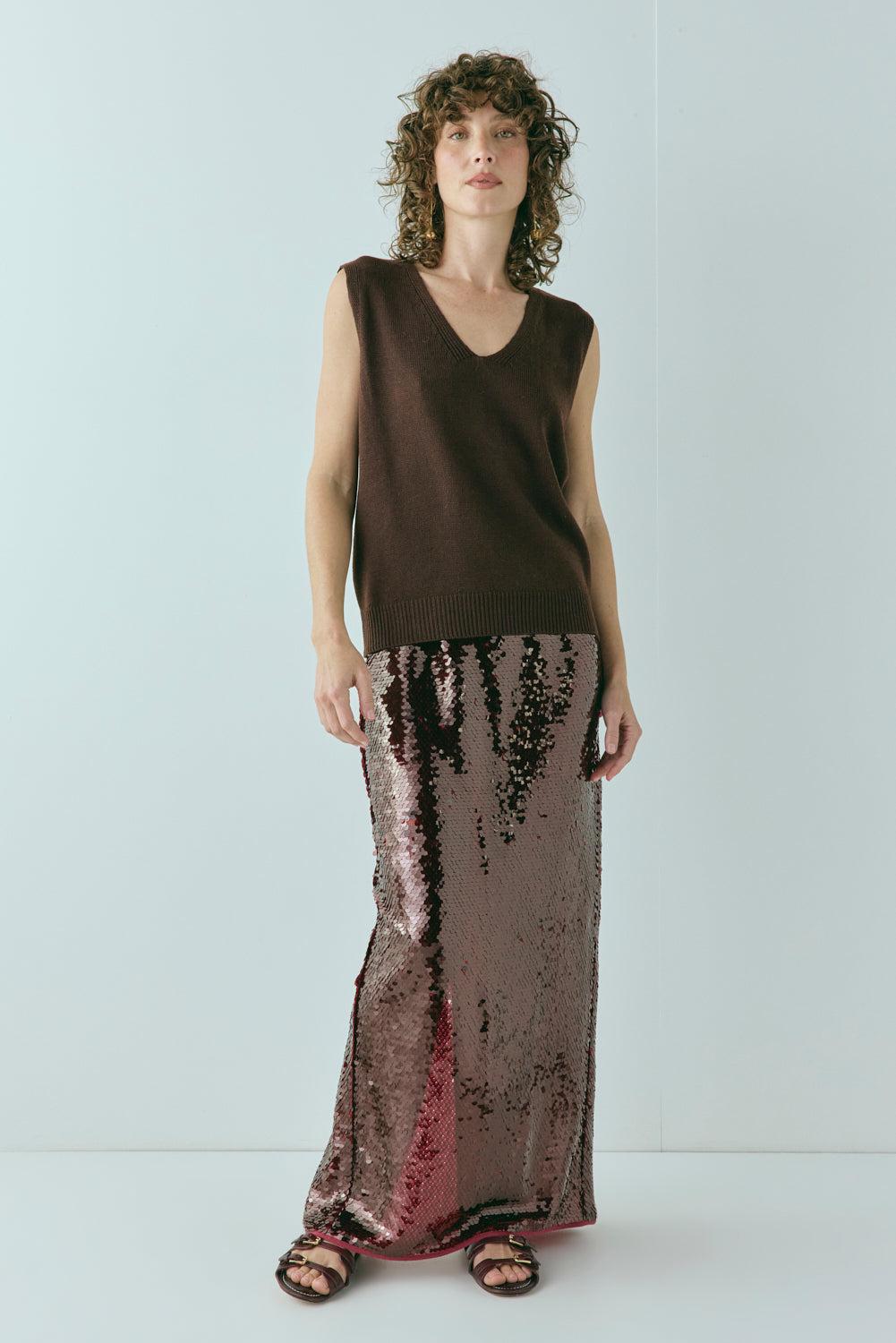 Hadley Knit Vest Chocolate Product Image