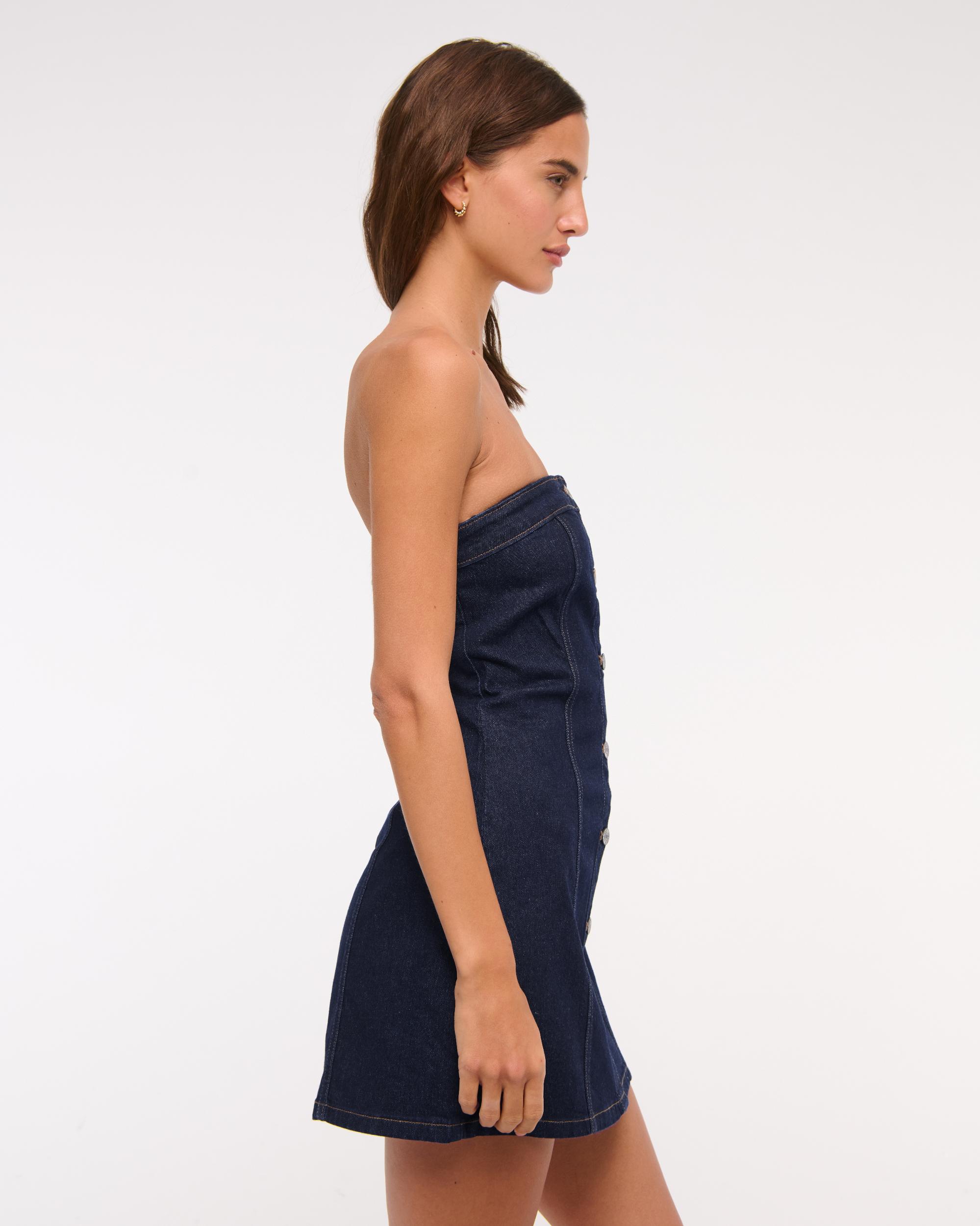 The A&F Mara Strapless Denim Mini Dress Product Image