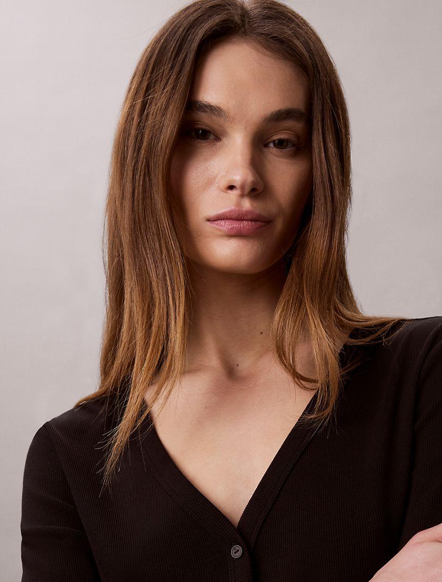 Woven Monologo Fine Rib Slim Cardigan Product Image