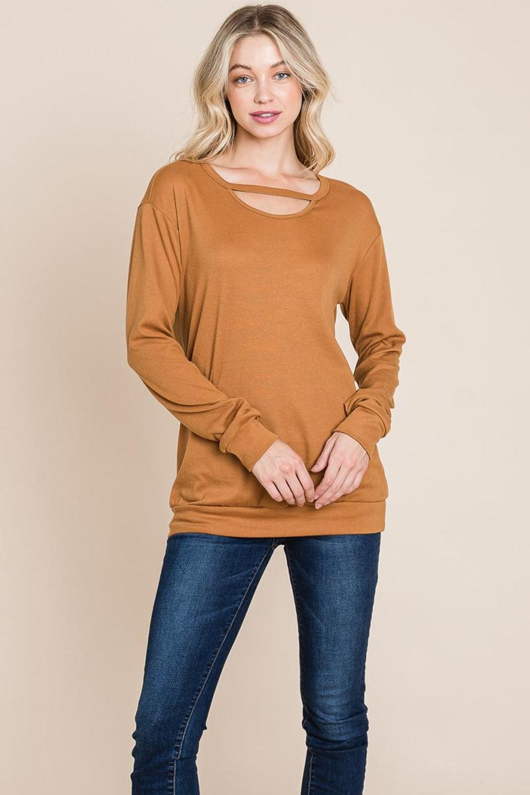 Cut Out Knit Sweatshirts Tops Product Image