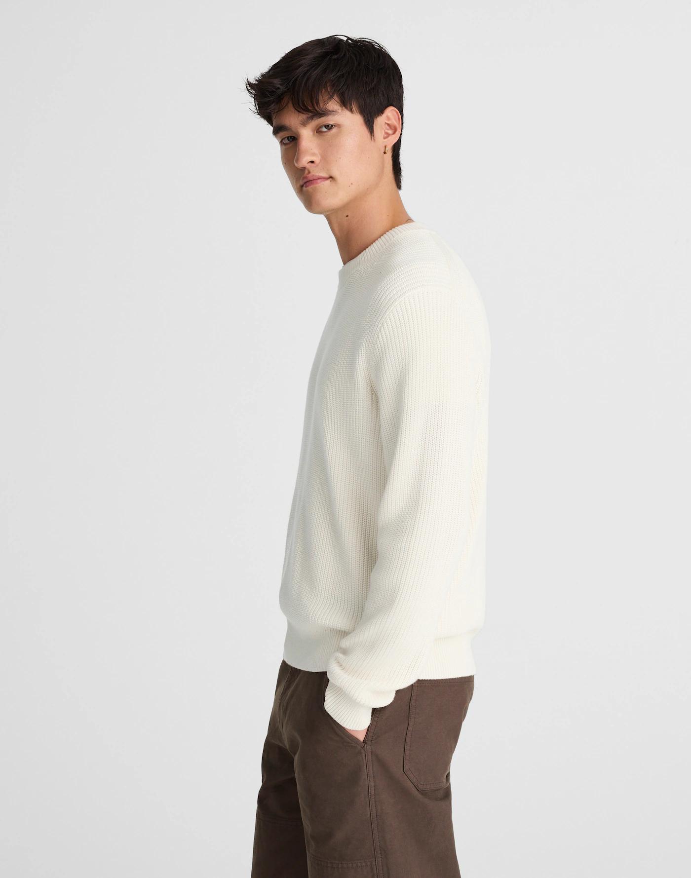 Cotton Shaker-Stitch Crewneck Sweater Product Image