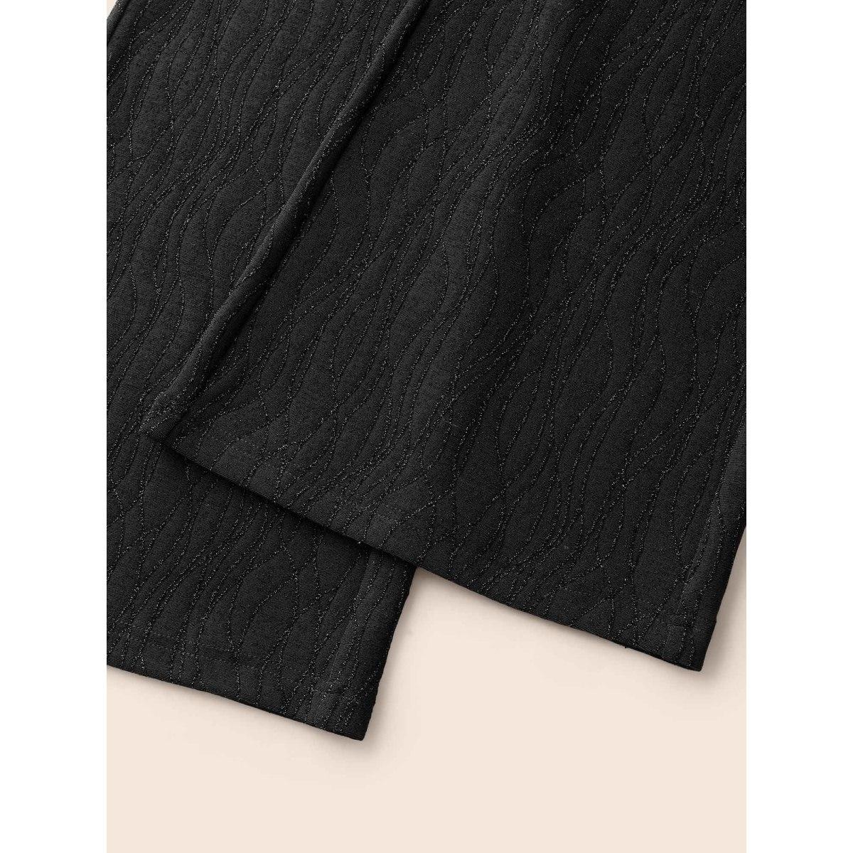 Plus Size Metallic Shimmer Stretchy Flare Pants Women Black Formal Medium stretch Bootcut Mid Rise Party Leggings BloomChic 10/M Product Image