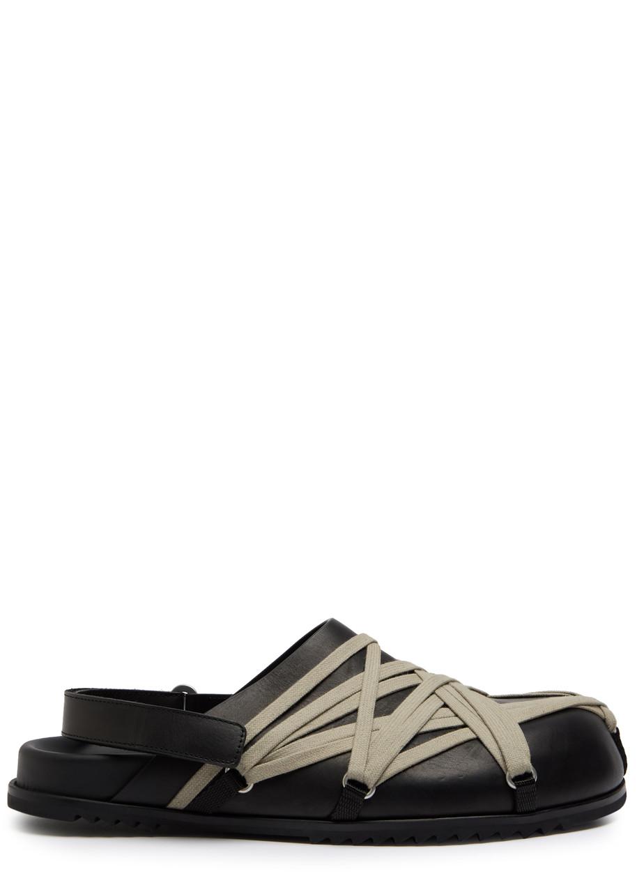 RICK OWENS Leather Loafers With Crisscross Detail In Black Product Image