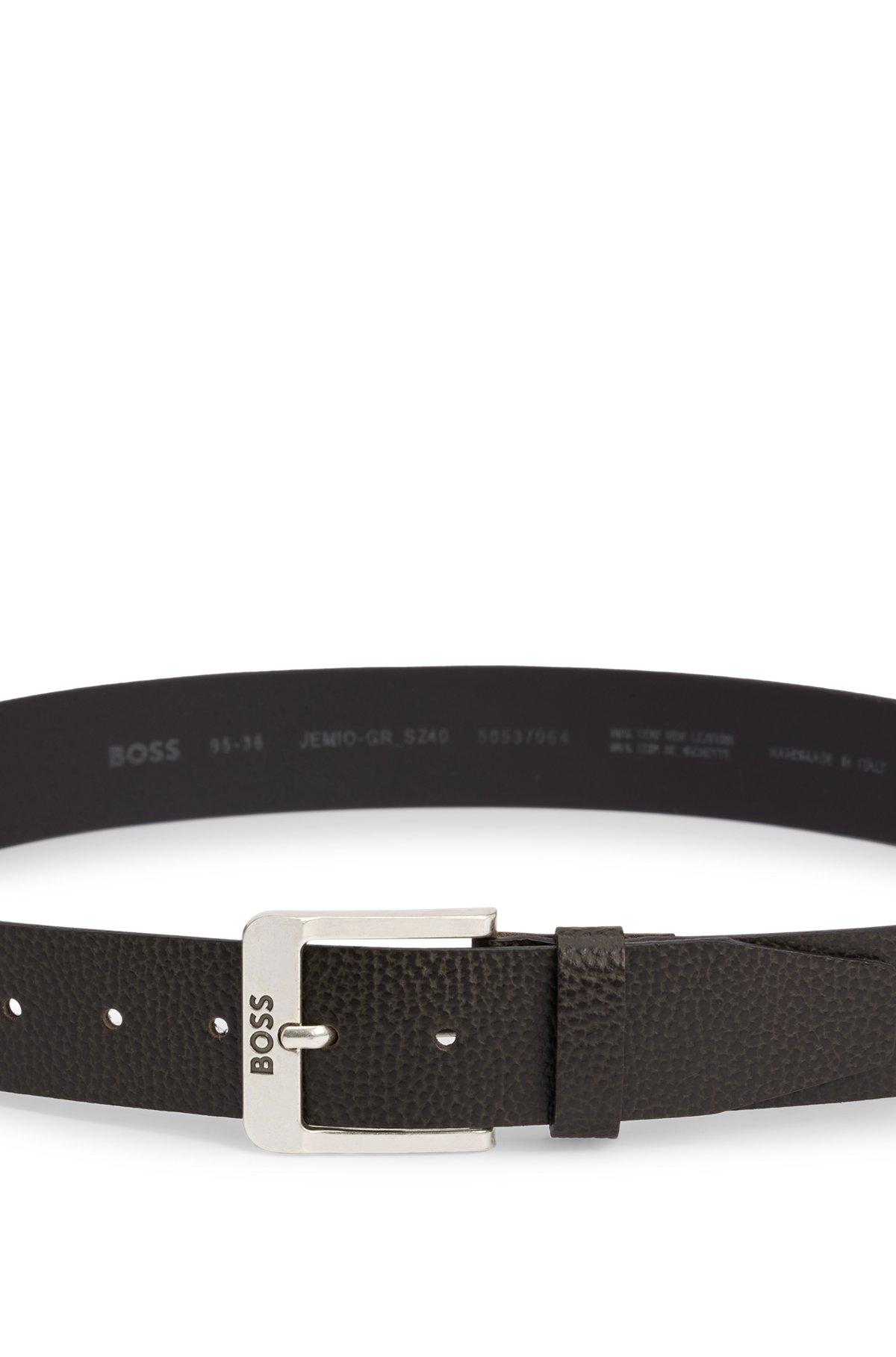 Italian-leather belt with logo buckle Product Image
