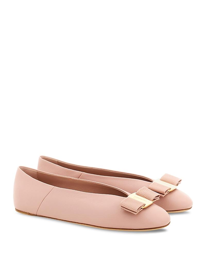 Ferragamo Womens Vanna Leather Hardware Bow Flats Product Image
