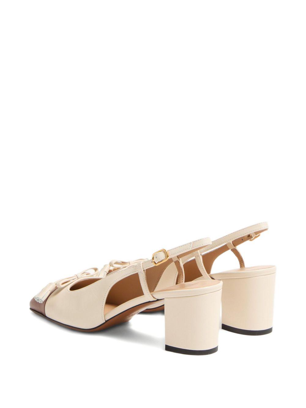 VALENTINO GARAVANI Leather Vlogo Signature Pumps With Slingback Strap In Neutral Product Image