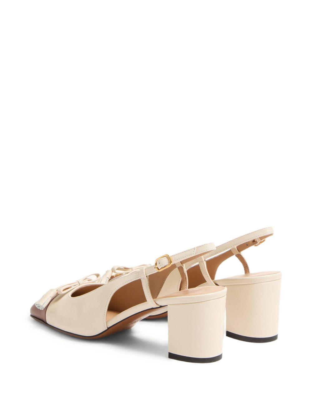VALENTINO GARAVANI Leather Vlogo Signature Pumps With Slingback Strap In Neutral Product Image