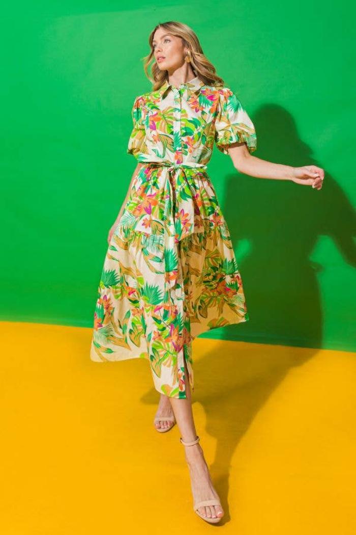 Floral Poplin Midi Shirt Dress Product Image