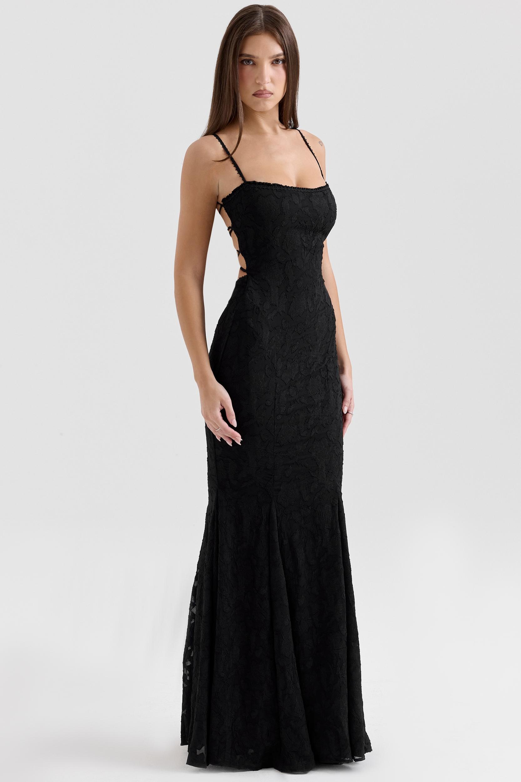 Joan  black lace maxi dress Product Image