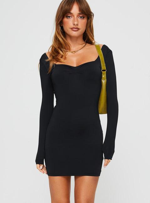 Rehna Long Sleeve Mini Dress Black Product Image