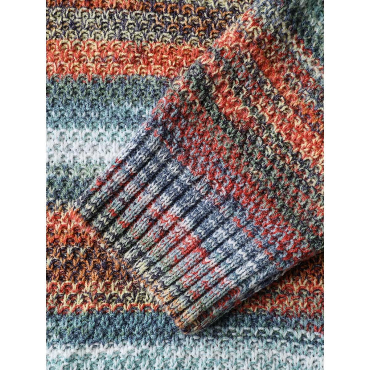 Plus Size Gradual Color Change Textured Knit Cardigan Multicolor Women Playful Loose Long Sleeve Casual Cardigans BloomChic 18-20/2X Product Image