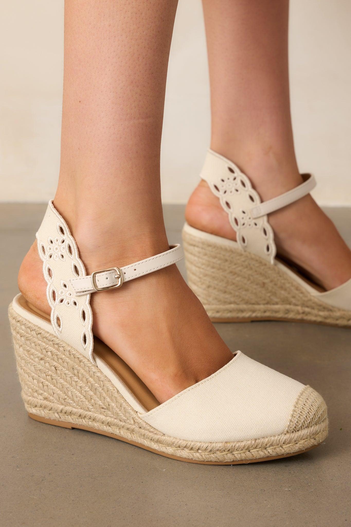 Along The Shore Beige Espadrille Platform Wedges Product Image