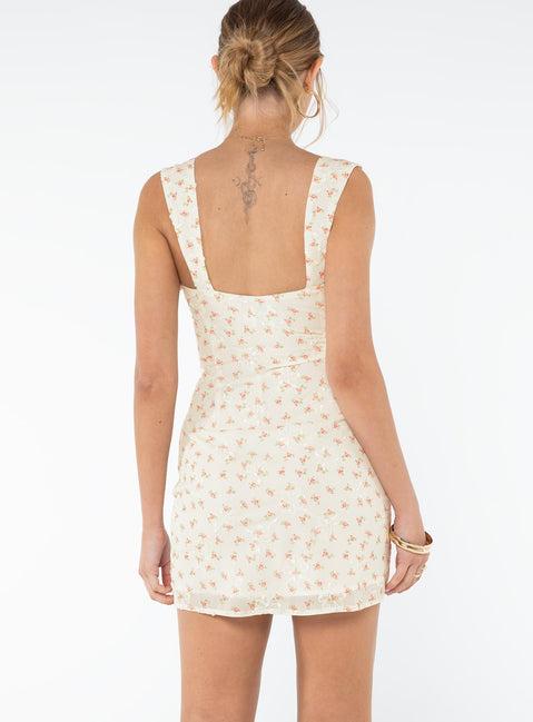 Posito Mini Dress White Floral Product Image