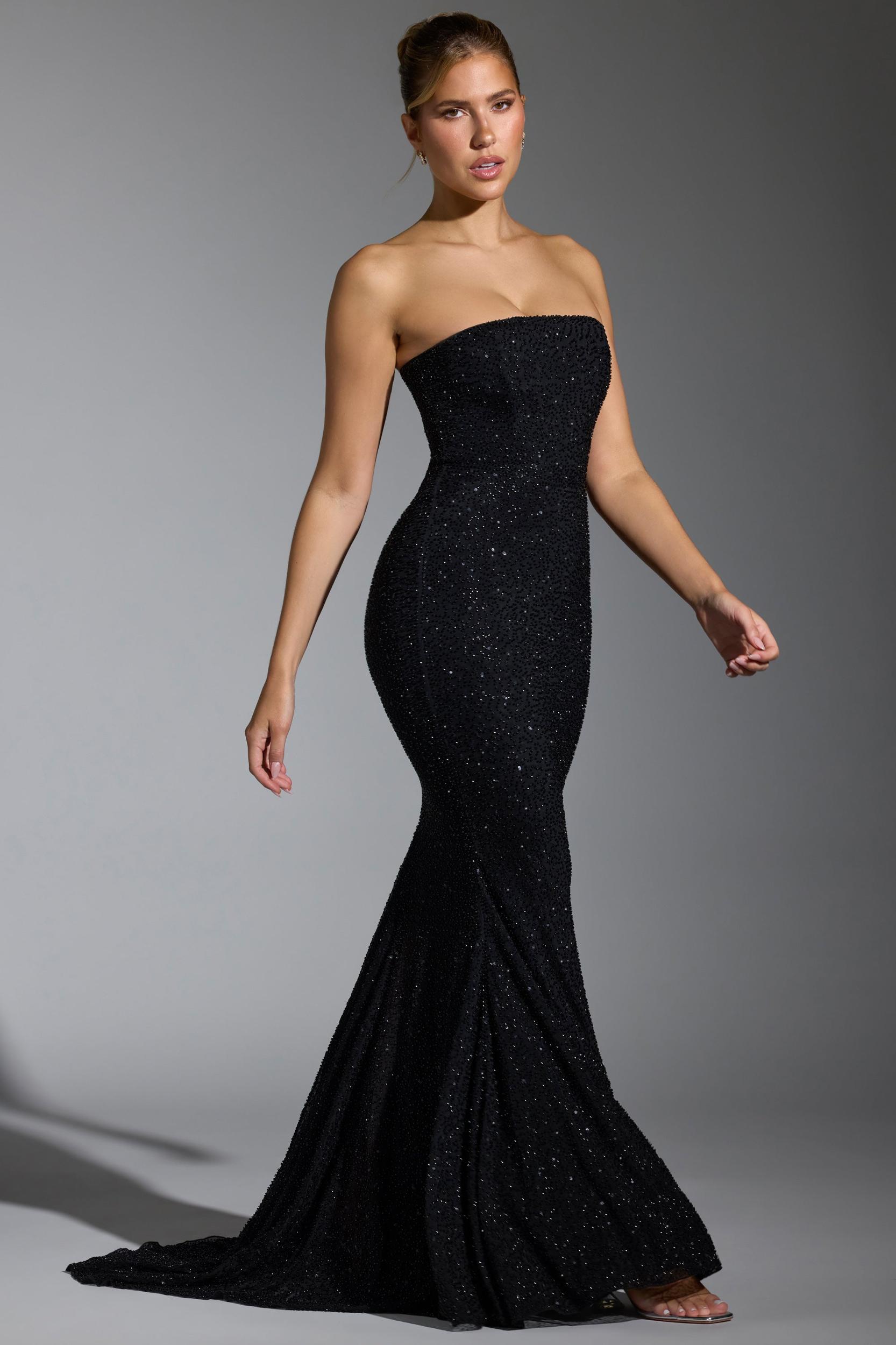 Embellished Corset Gown in Black Product Image