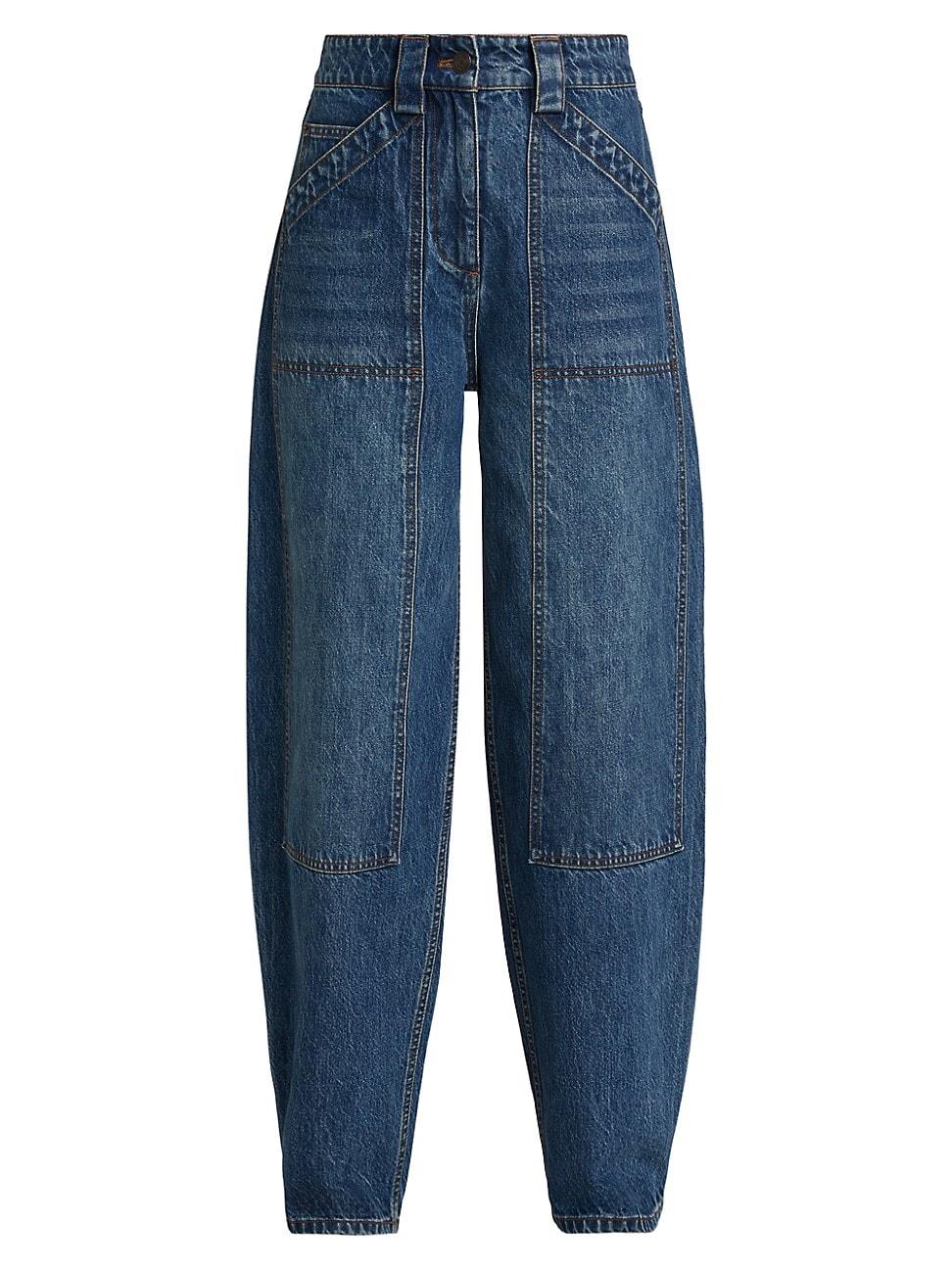 Womens Denim High-Waisted Balloon Jeans Product Image