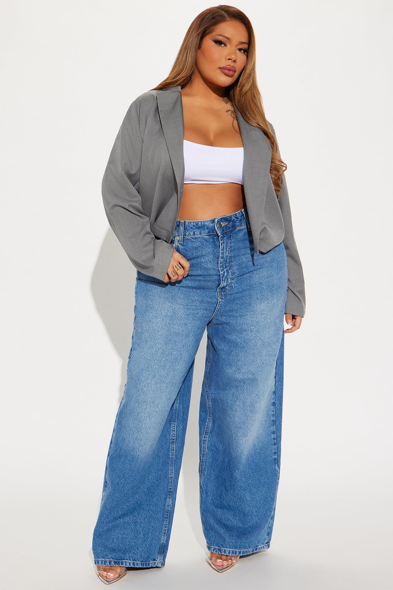 About My Business Cropped Blazer - Grey Product Image