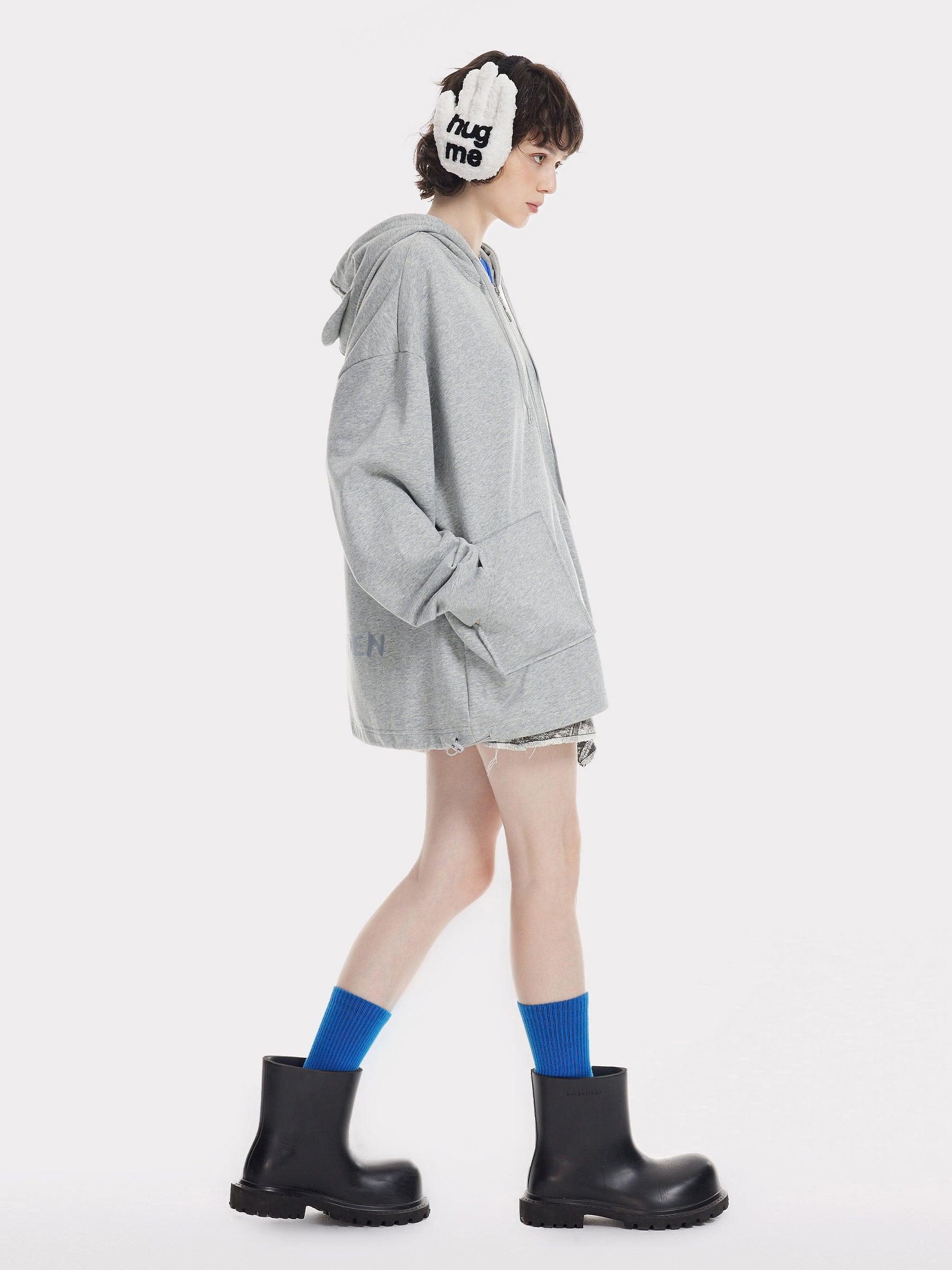 Aelfric Eden Embroidery Rabbit Ears Zip Up Hoodie Product Image