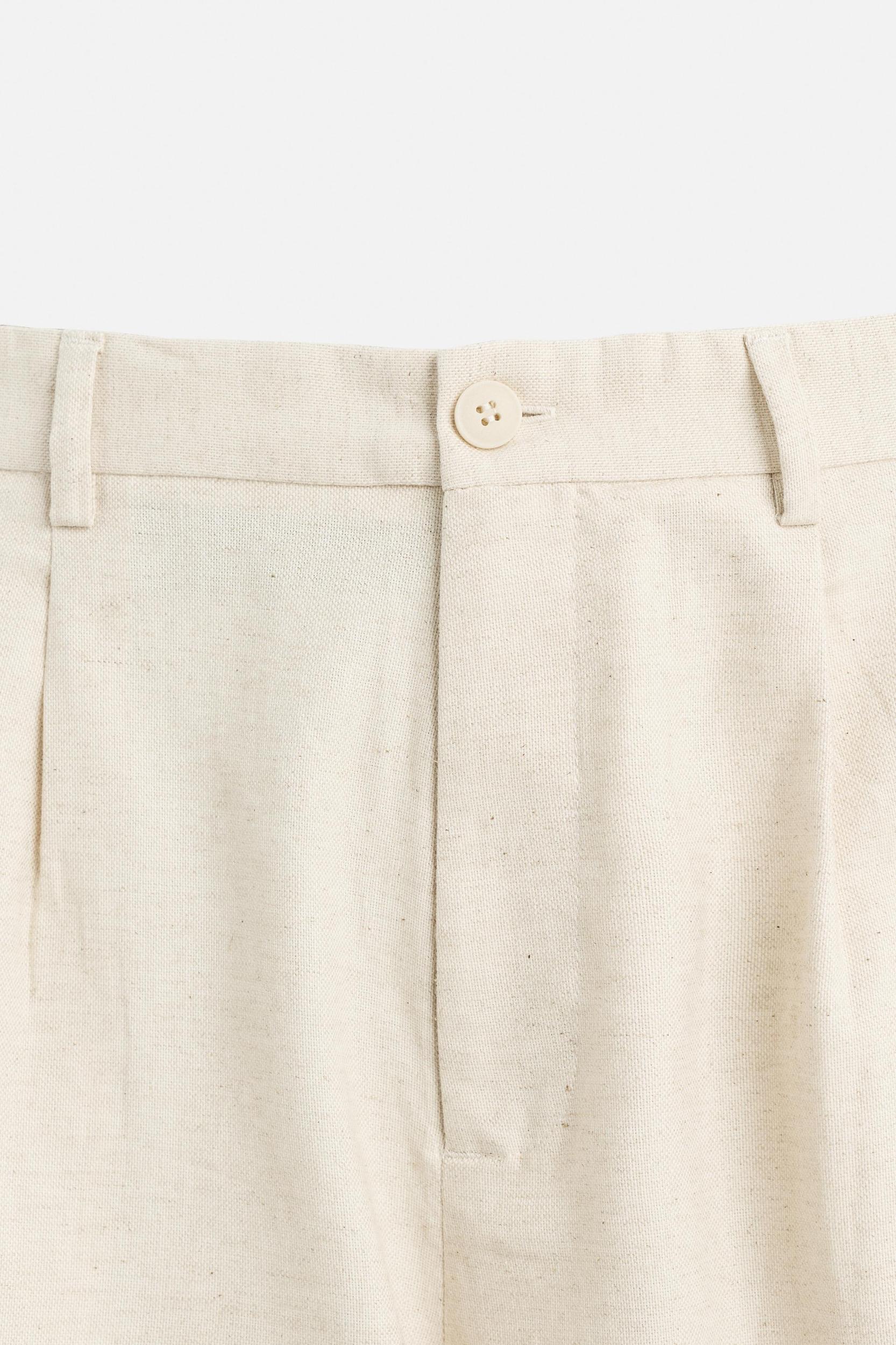 COTTON - LINEN PLEATED PANTS Product Image