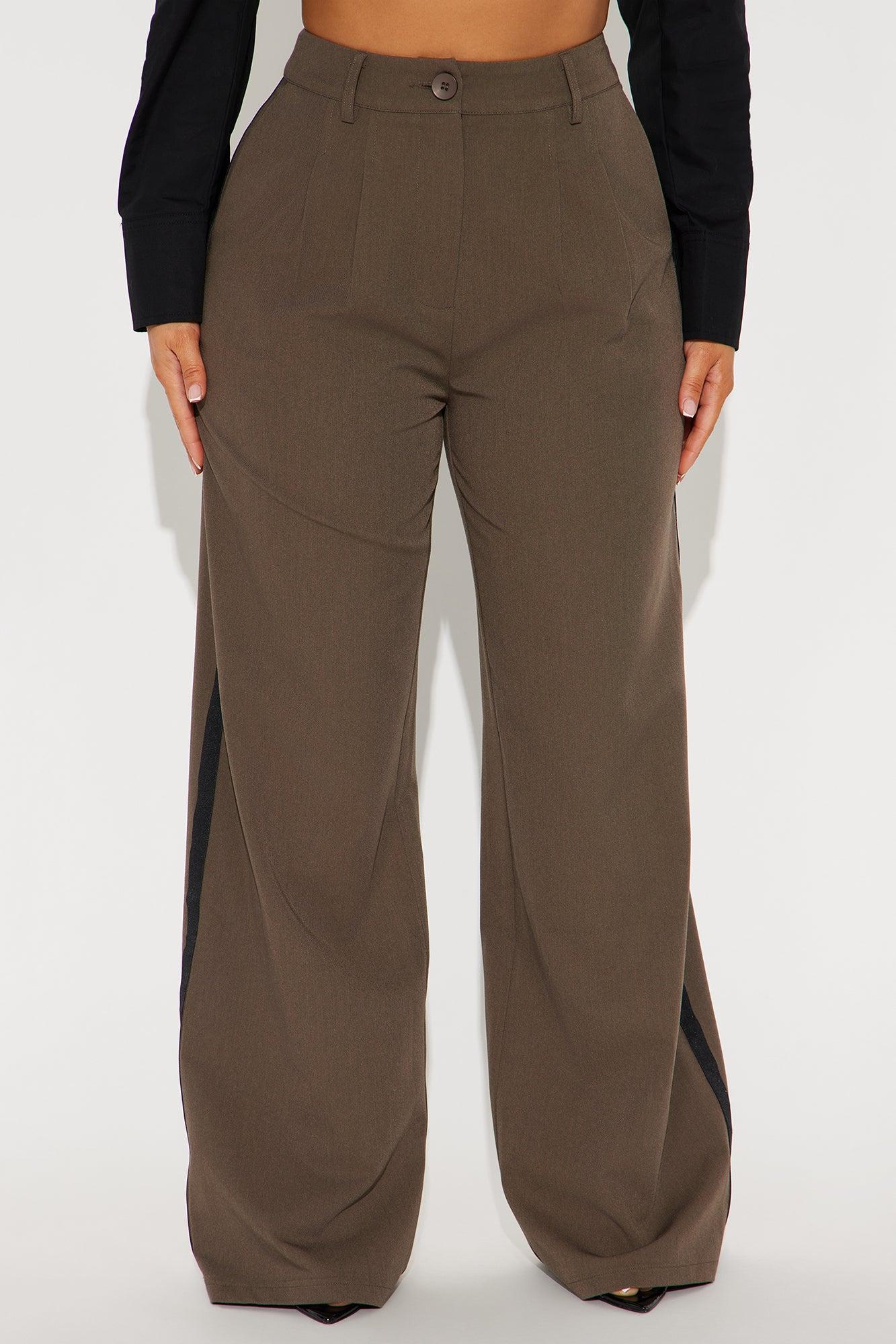 Sabine Contrast Stripe Trouser - Mocha Product Image
