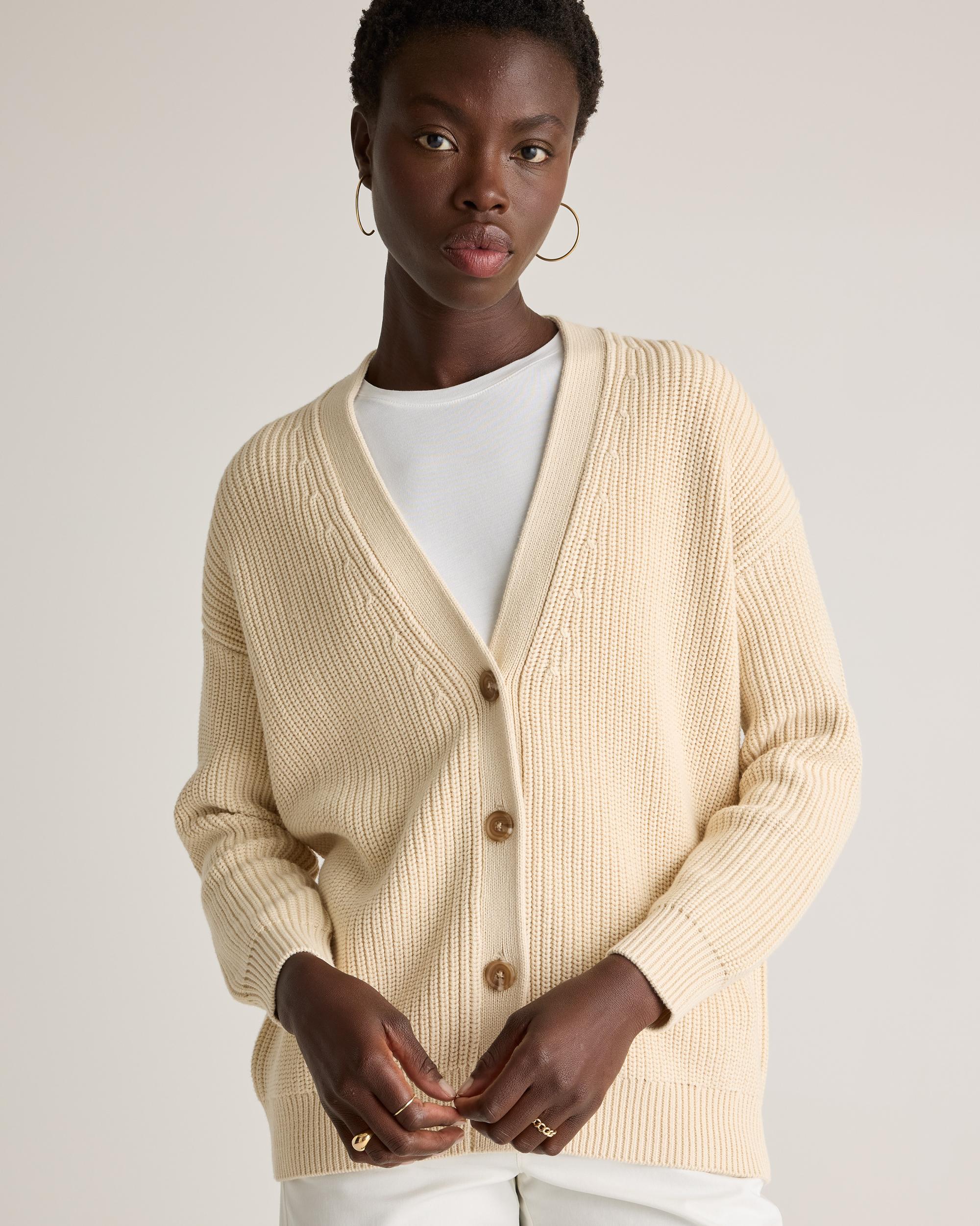 Quince | Women's OverSized Boyfriend Cardigan Sweater Organic Cotton Product Image