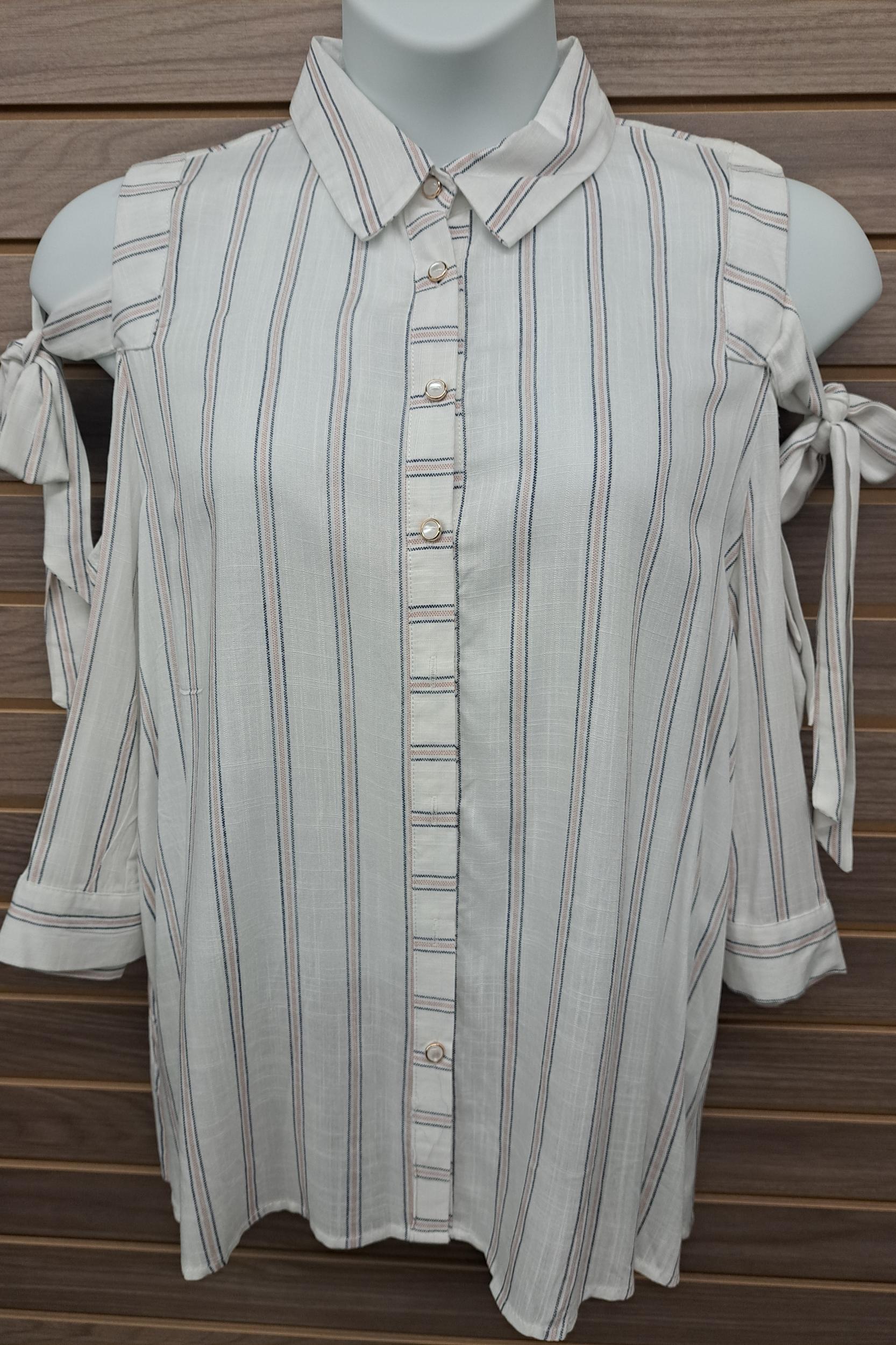 Cold shoulder w/bow tie sleeve Product Image