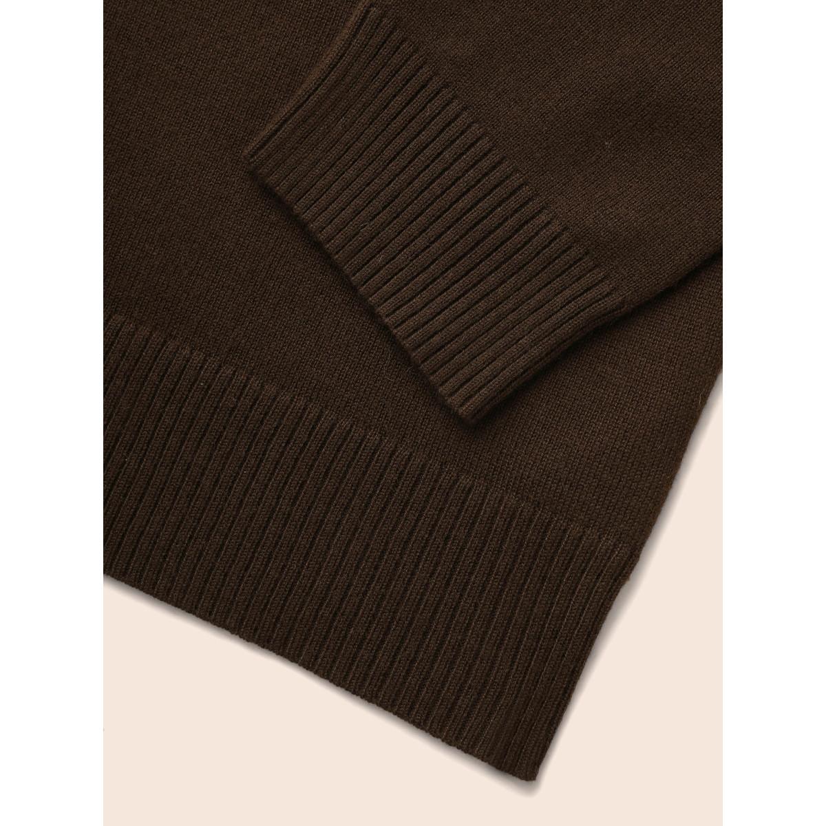 Plus Size Supersoft Essentials Colorblock Contrast Drop Shoulder Pullover Browncoffeecolor Women Casual Loose Long Sleeve Round Neck Everyday Pullovers BloomChic 28/5X Product Image