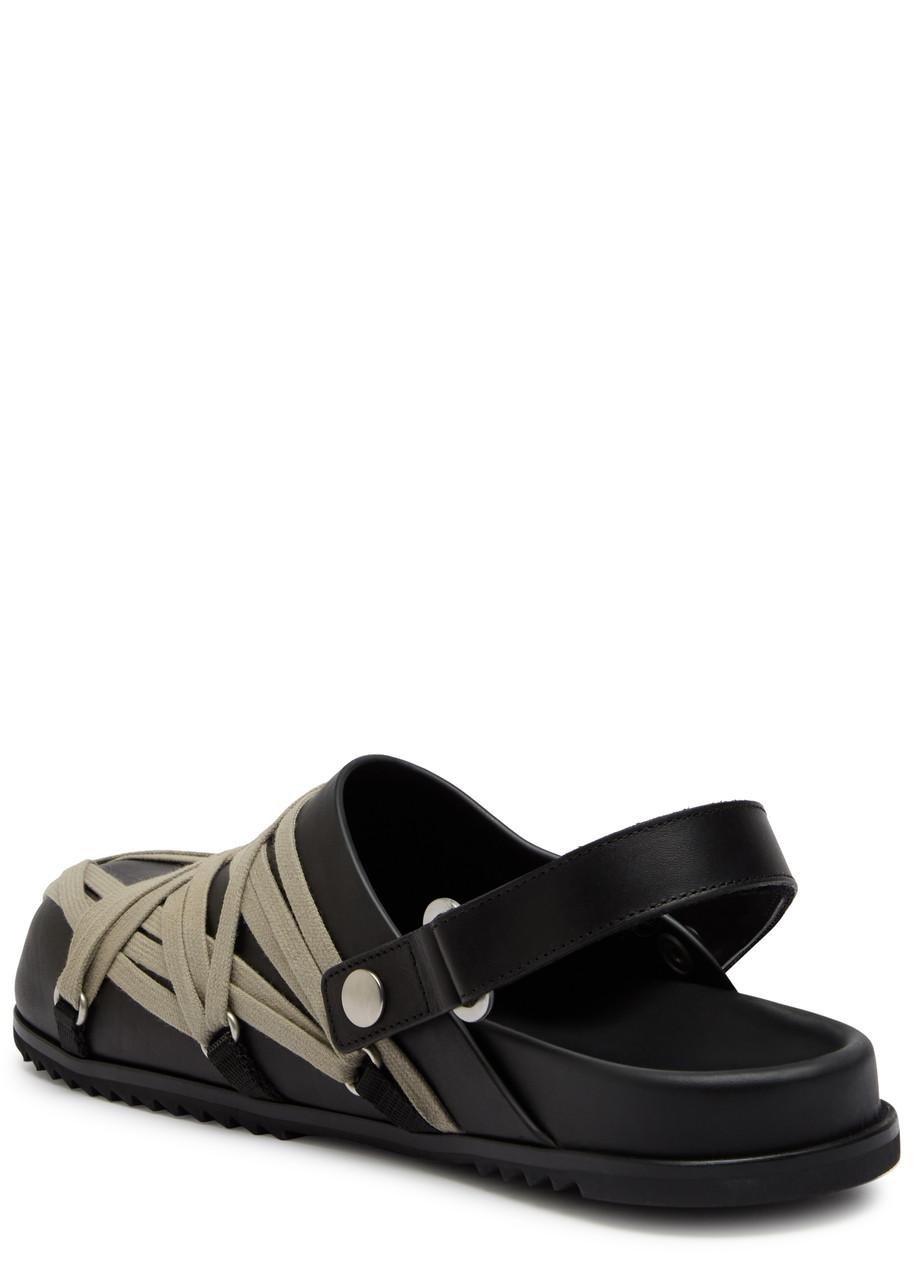 RICK OWENS Leather Loafers With Crisscross Detail In Black Product Image